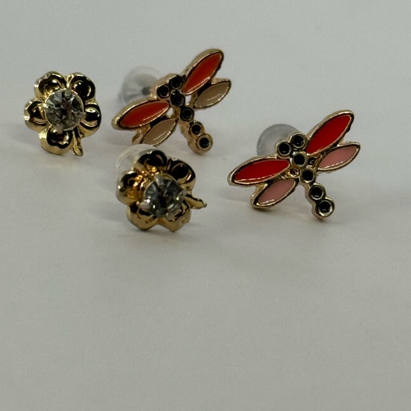 Dragonfly and Flower Earrings Set - Picture 2 of 12